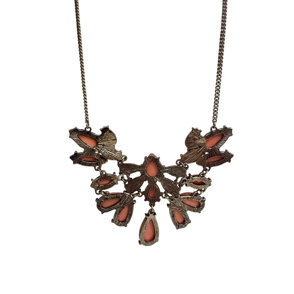 Chunky‎ Statement Necklace Coral Peach Bib Boho Festival Y2K Vintage Retro